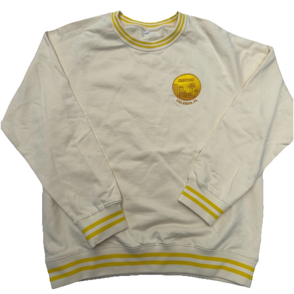 Snapchat Mens Crewneck Sweatshirt Large Yellow French Terry Tech Company Merch